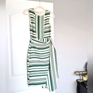 Ivory and Green Asymmetrical Dress, Small